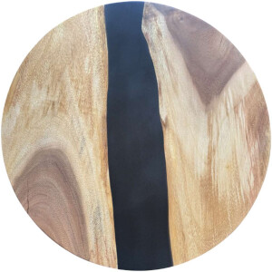 Epoxidharz Tischplatte River Table Rund Schwarz Walnuss...