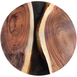 Epoxidharz Tischplatte River Table Rund Schwarz Walnuss...