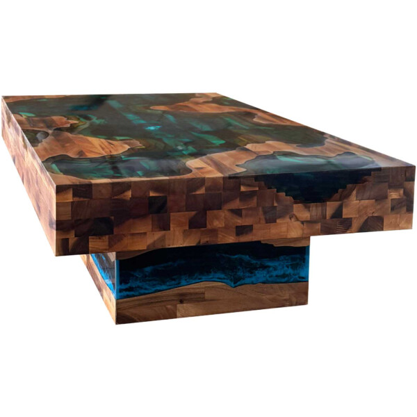 Epoxy resin table River Table Complete Set Walnut Solid Wood 1396-795-400mm