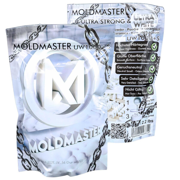 MoldMaster-S Casting Powder White Relief Casting Powder 1kg for detailed reliefs, art and craft projects, quick-drying, non-toxic, higher stability