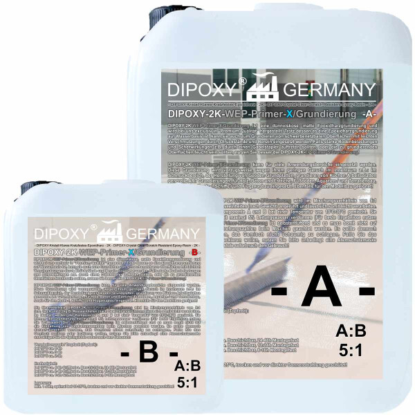 DIPOXY 2K WEP Primer X epoxy primer 1,6kg (1,25kg A + 0,25kg B) + 0,1kg pigment black - low-viscosity adhesion primer for concrete, wood, screed and floors