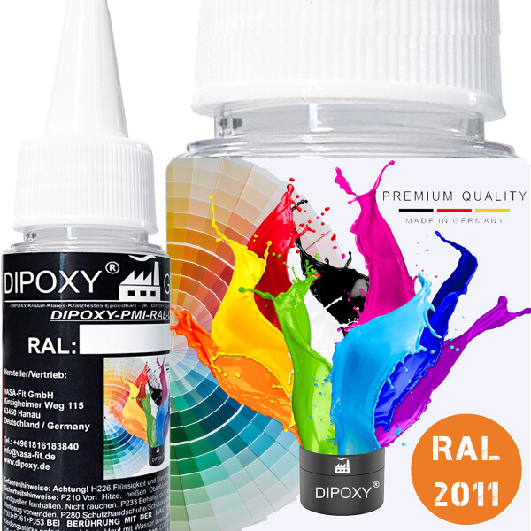 Dipoxy-PMI-RAL 2011 TIEFORANGE Extremely highly concentrated base pigment colour paste Colourant for epoxy resin, polyester resin, polyurethane systems, concrete, lacquers, liquid paint, synthetic resin jewellery