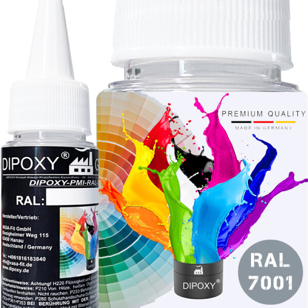 Dipoxy-PMI-RAL 7001 SILVER GREY Extremely highly concentrated base pigment colour paste Colourant for epoxy resin, polyester resin, polyurethane systems, concrete, lacquers, liquid paint, synthetic resin jewellery