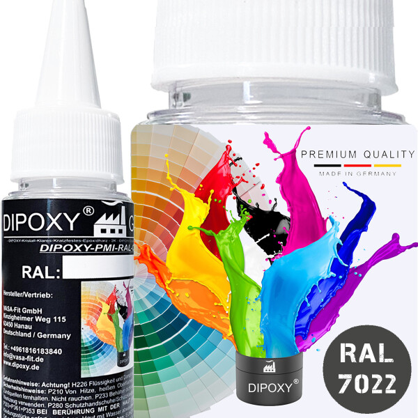 Dipoxy-PMI-RAL 7022 UMBRAGRAY Extremely highly concentrated base pigment colour paste Colourant for epoxy resin, polyester resin, polyurethane systems, concrete, lacquers, liquid paint, synthetic resin jewellery