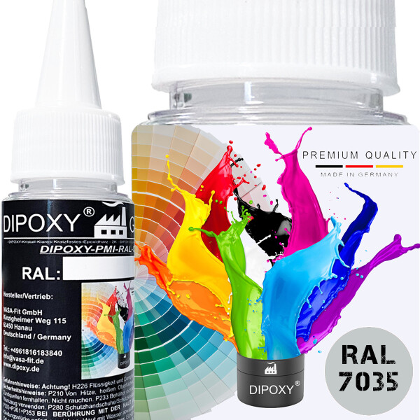 Dipoxy-PMI-RAL 7035 LIGHT GREY Extremely highly concentrated base pigment colour paste Colourant for epoxy resin, polyester resin, polyurethane systems, concrete, varnishes, liquid paint, synthetic resin jewellery