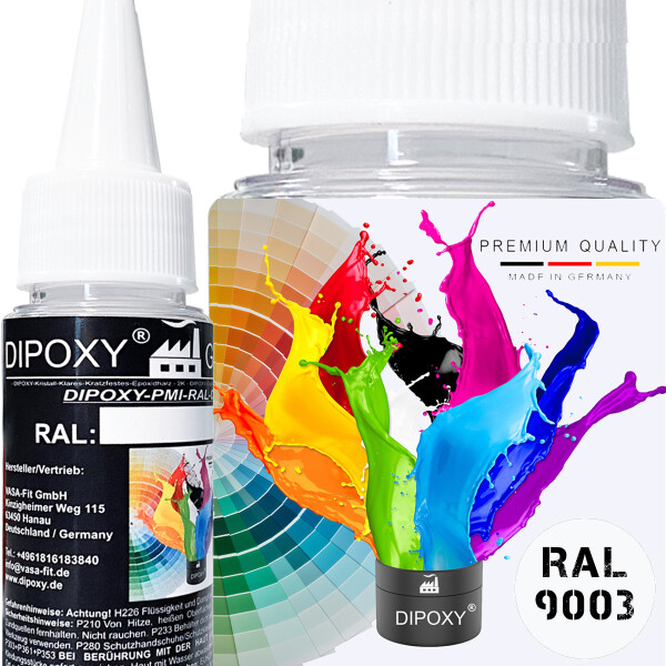 Dipoxy-PMI-RAL 9003 SIGNAL WHITE Extremely highly concentrated base pigment colour paste Colourant for epoxy resin, polyester resin, polyurethane systems, concrete, lacquers, liquid paint, synthetic resin jewellery