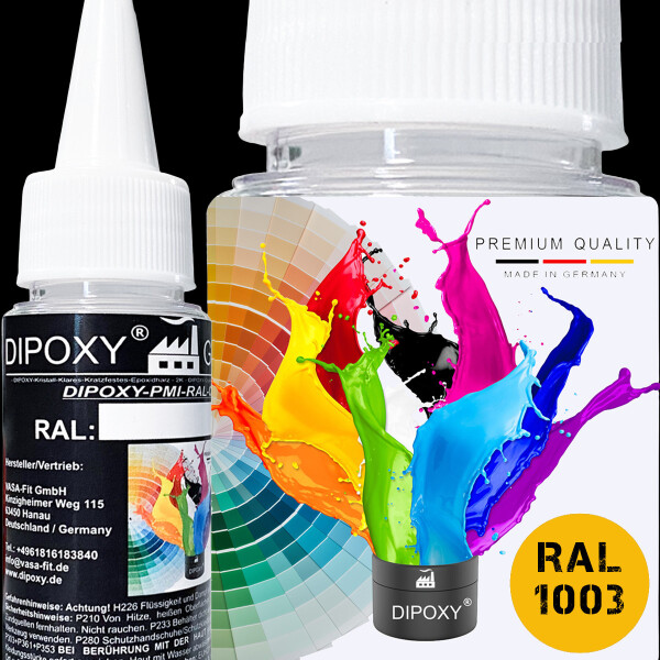 Dipoxy-PMI-RAL 1003 SIGNAL YELLOW Extremely highly concentrated base pigment colour paste Colourant for epoxy resin, polyester resin, polyurethane systems, concrete, lacquers, liquid paint, synthetic resin jewellery