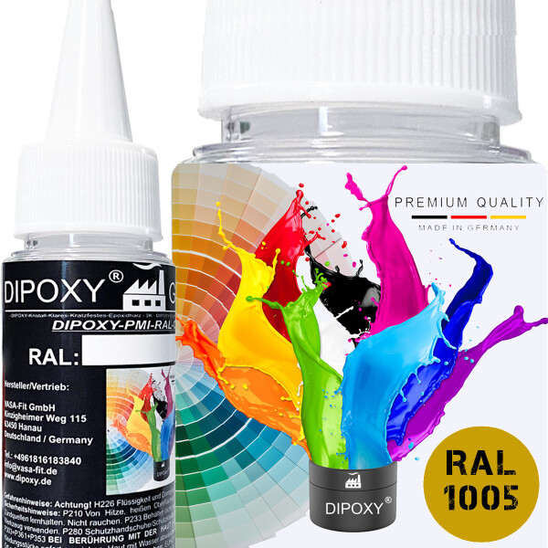 Dipoxy-PMI-RAL 1005 HONEY YELLOW Extremely highly concentrated base pigment colour paste Colourant for epoxy resin, polyester resin, polyurethane systems, concrete, lacquers, liquid paint, synthetic resin jewellery